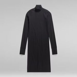 G-Star RAW Slim Rib Dress Mock Neck Black S Long Sleeve NWT